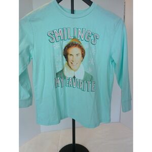 Elf Movie‎ Smiling's My Favorite Long Sleeve Graphic T-Shirt Kids Aqua Blue